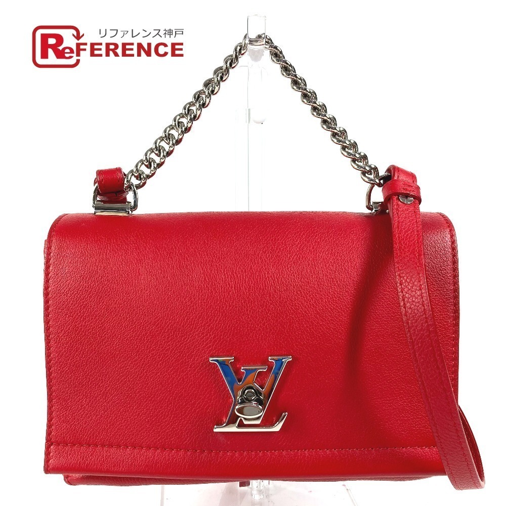 Louis Vuitton Lockme Bag chain crossbody handbag Ruby Red calf leather